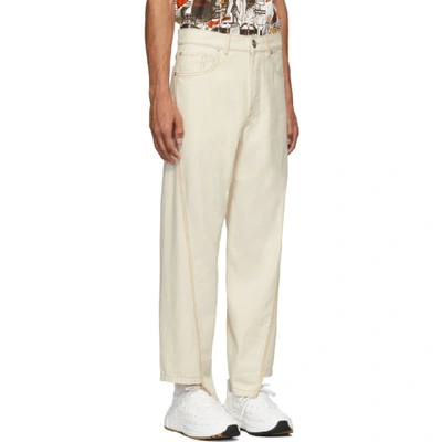 Shop Lanvin Off-white Twisted Denim Jeans In Cream