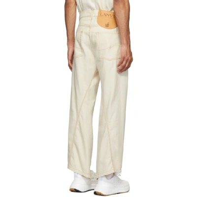 Shop Lanvin Off-white Twisted Denim Jeans In Cream