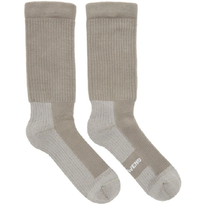 Shop Rick Owens Grey Hiking Socks In 34 Dust