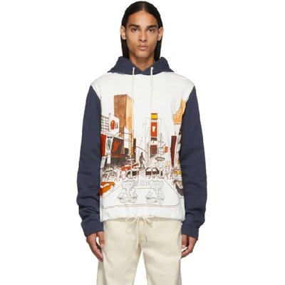 Shop Lanvin White And Navy Babar Ny Hoodie In 29 Navy Blu