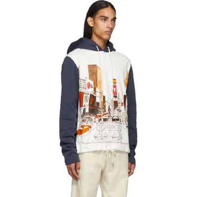 Shop Lanvin White And Navy Babar Ny Hoodie In 29 Navy Blu