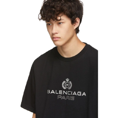 Shop Balenciaga Black Paris Laurel Regular Fit T-shirt In 1000black