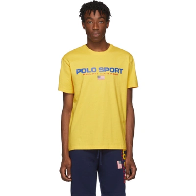 Shop Polo Ralph Lauren Yellow 'polo Sport' T-shirt In Chromeylw