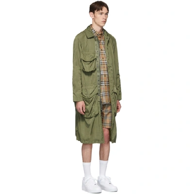 Shop Burberry Green Thoresby Car Coat