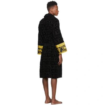 Shop Versace Black Logo Barocco Robe In Z4800 Black