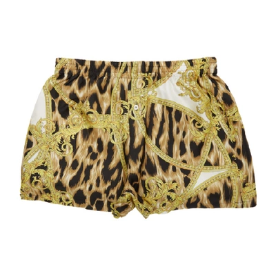 Shop Versace Underwear White And Yellow Pyjama Shorts In A701 Wht/pr