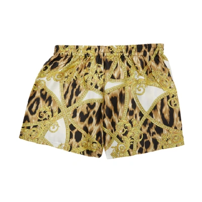 Shop Versace Underwear White And Yellow Pyjama Shorts In A701 Wht/pr