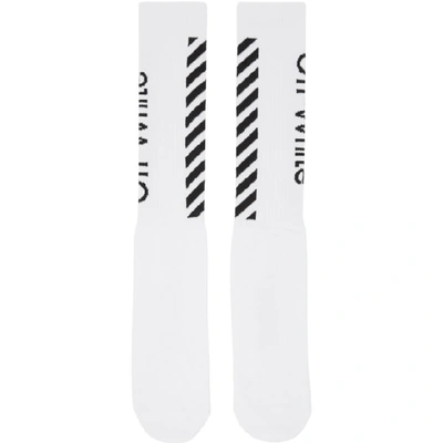 Shop Off-white White And Black Diag Socks In 0110 Whtblk
