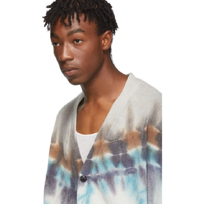 Shop Amiri Blue Cashmere Tie-dye Cardigan In Bluetiedye