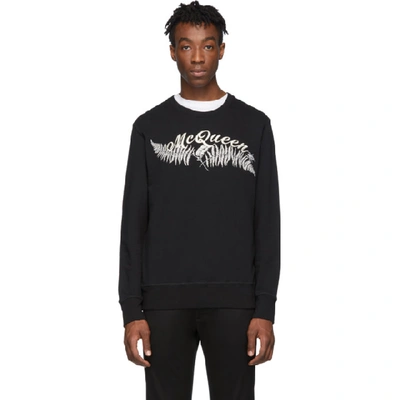 Shop Alexander Mcqueen Black Fern Sweatshirt In 0901 Blkmix