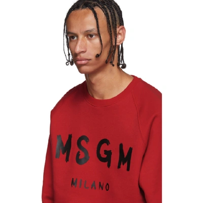Shop Msgm Red Artist Logo Sweatshirt In 18 Red