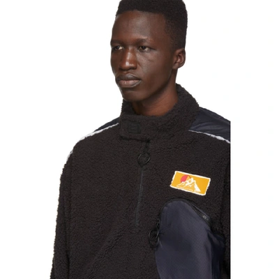 Shop Off-white Black Eco Fur Moto Half-zip Pullover In 1000 Blkno