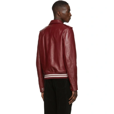 Shop Saint Laurent Red Leather Jacket In 6396 Redcre