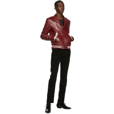 Shop Saint Laurent Red Leather Jacket In 6396 Redcre