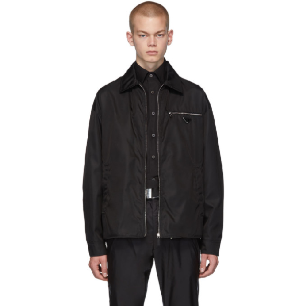 Prada Black Nylon Gabardine Jacket | ModeSens