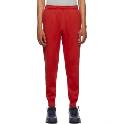 Shop Nike Red Fleece Sportswear Club Lounge Pants In 657 Uniredw