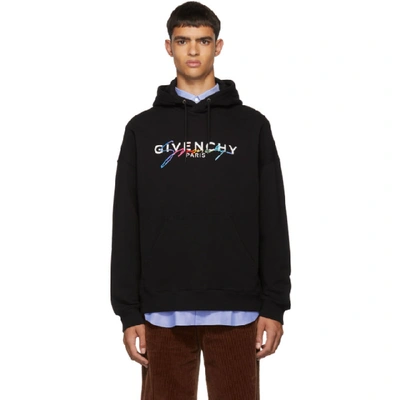 Shop Givenchy Black Signature Logo Hoodie