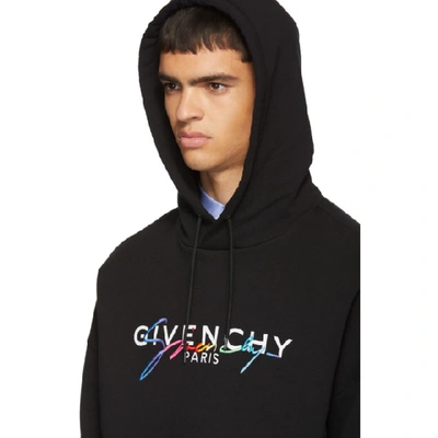 Shop Givenchy Black Signature Logo Hoodie