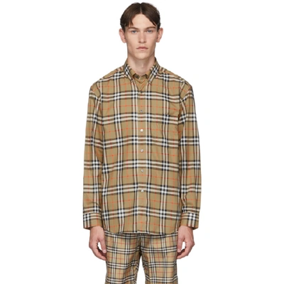 Shop Burberry Yellow Check Jameson Shirt In Antique Yel