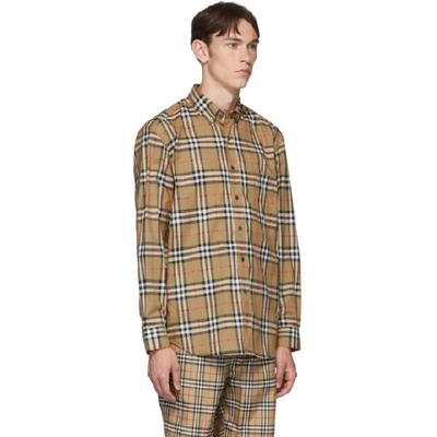 Shop Burberry Yellow Check Jameson Shirt In Antique Yel