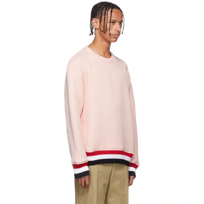 Shop Thom Browne Pink Rwb Trim Oversized Sweatshirt In 680 Lt Pink