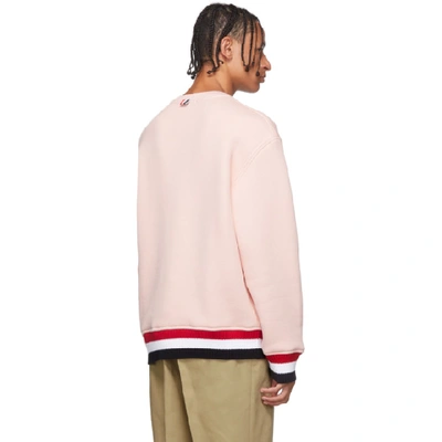 Shop Thom Browne Pink Rwb Trim Oversized Sweatshirt In 680 Lt Pink