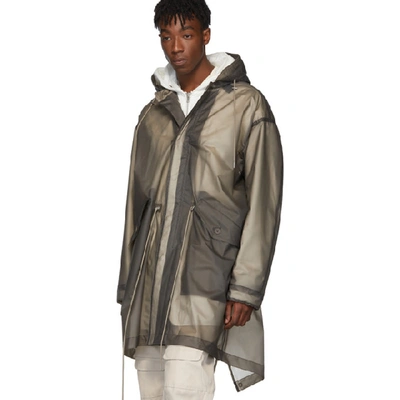 Shop Helmut Lang Grey Transparent Parka Coat In Lightgrey