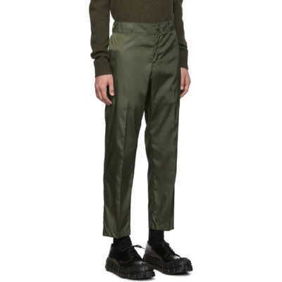Shop Prada Green Nylon Gabardine Trousers In F0052 Musch