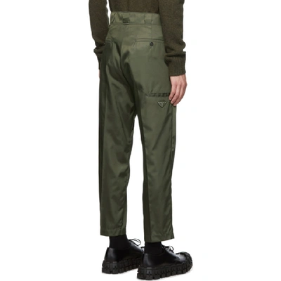 Shop Prada Green Nylon Gabardine Trousers In F0052 Musch