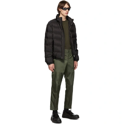 Shop Prada Green Nylon Gabardine Trousers In F0052 Musch