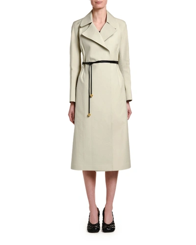 Shop Bottega Veneta Cotton Cinched-waist Trench Coat In Cream