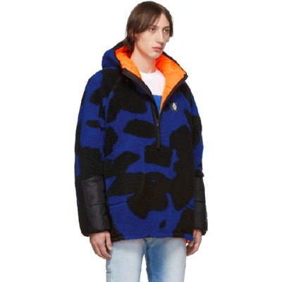 Shop Marcelo Burlon County Of Milan Blue And Black Camouflage Bomber Jacket In 8801 Multi