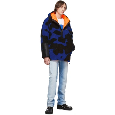 Shop Marcelo Burlon County Of Milan Blue And Black Camouflage Bomber Jacket In 8801 Multi