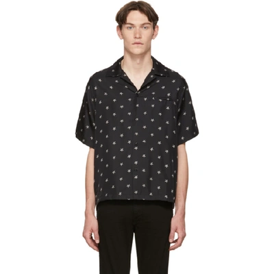 Shop Amiri Black Silk Star Short Sleeve Shirt