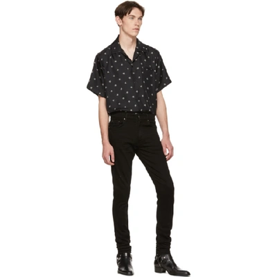 Shop Amiri Black Silk Star Short Sleeve Shirt