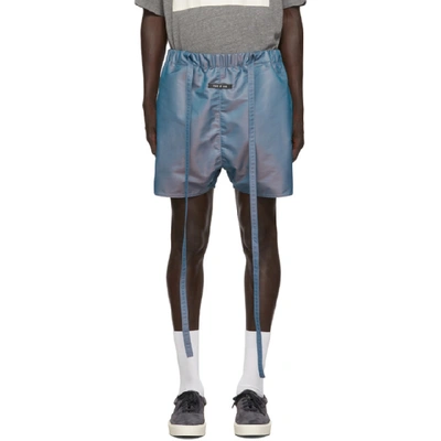 Military Physical Training Nylon Shorts In Blue Iridescent