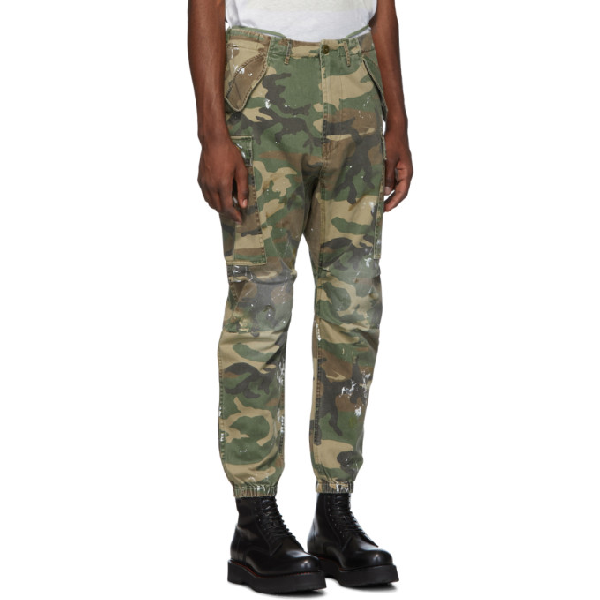 R13 Khaki Camo Paint Cargo Pants In Green | ModeSens