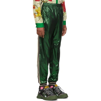 Shop Gucci Green Laminated Oversized Lounge Pants In 3120