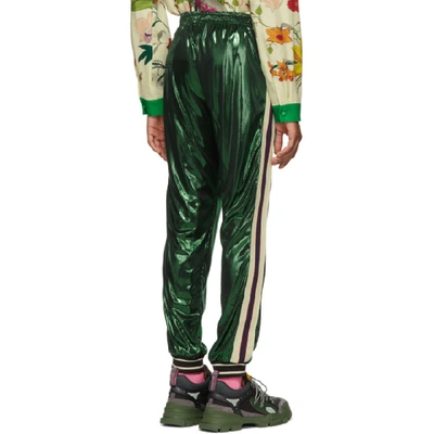 Shop Gucci Green Laminated Oversized Lounge Pants In 3120