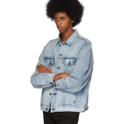 Shop Levi's Blue Denim Vintage-fit Trucker Jacket In Super Lit