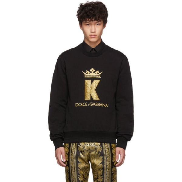 Dolce & Gabbana Dolce And Gabbana Black King Patch Sweatshirt In N0000  Black | ModeSens