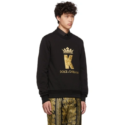 Shop Dolce & Gabbana Dolce And Gabbana Black King Patch Sweatshirt In N0000 Black