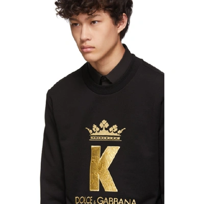 Shop Dolce & Gabbana Dolce And Gabbana Black King Patch Sweatshirt In N0000 Black
