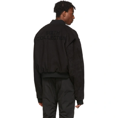 Shop Fear Of God Black Sixth Collection Varsity Jacket In 066vtgblk