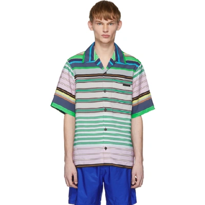 Shop Prada Multicolor Striped Short Sleeve Shirt