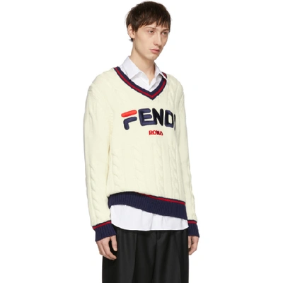 Shop Fendi Off-white  Mania V-neck Sweater In F0rq0