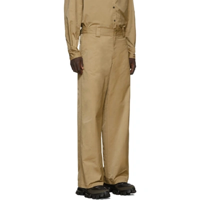 Shop Valentino Beige Straight-fit Trousers In C85