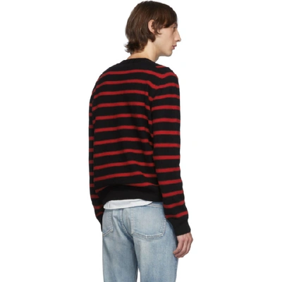 Shop Saint Laurent Black And Red Striped Sweater In 1068 Blkred