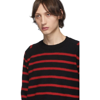 Shop Saint Laurent Black And Red Striped Sweater In 1068 Blkred