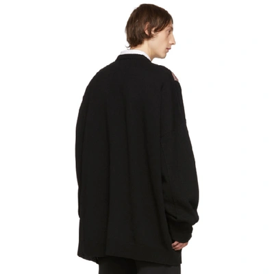 Shop Raf Simons Black Oversized Patches Sweater In 09930 Red